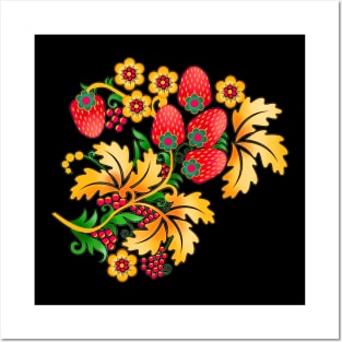 Russian traditional flower pattern hohloma Posters and Art